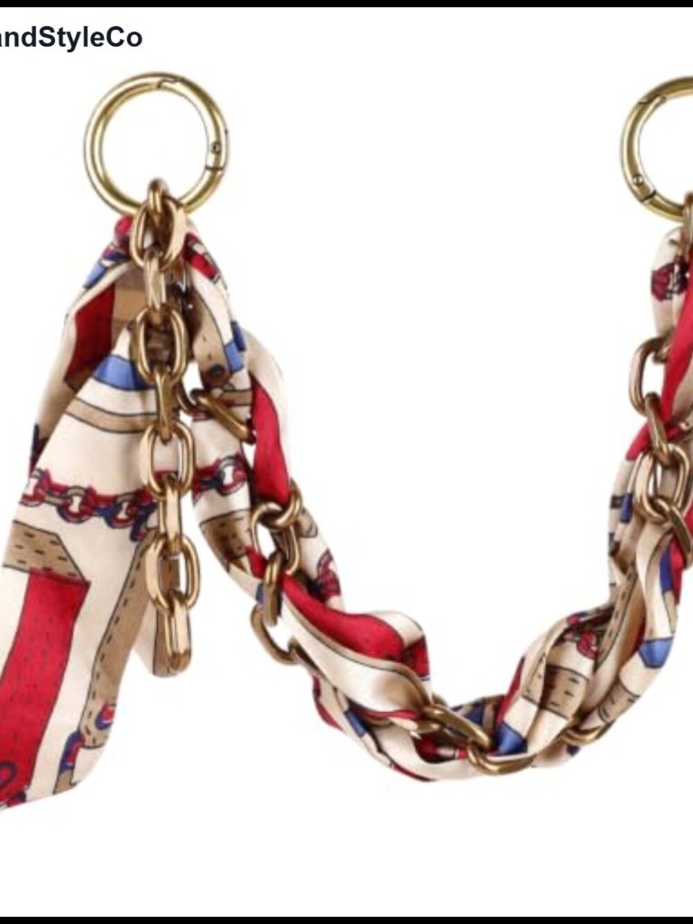 Silk Scarf Bag Charm Gold Tone Chain Purse Strap Extender